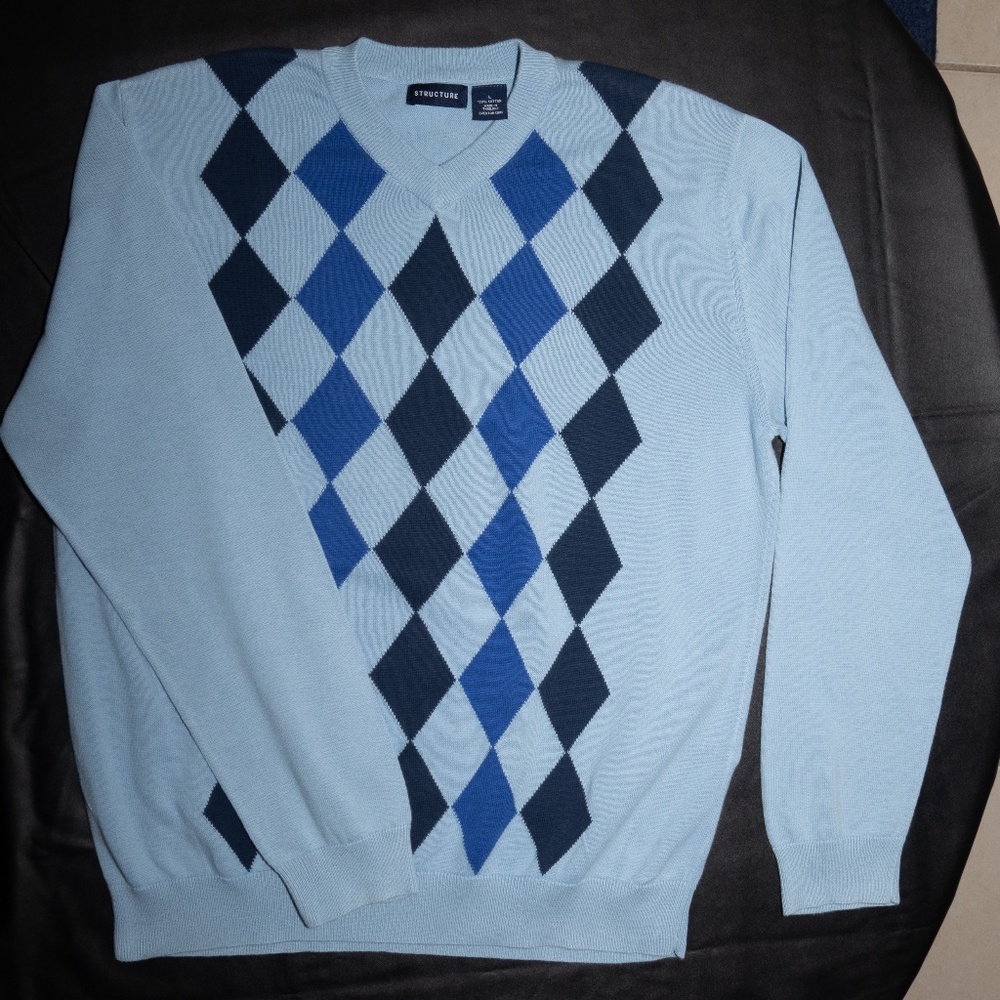 STRUCTURE MEN'S COTTON PULLOVER V-NECK SWEATER